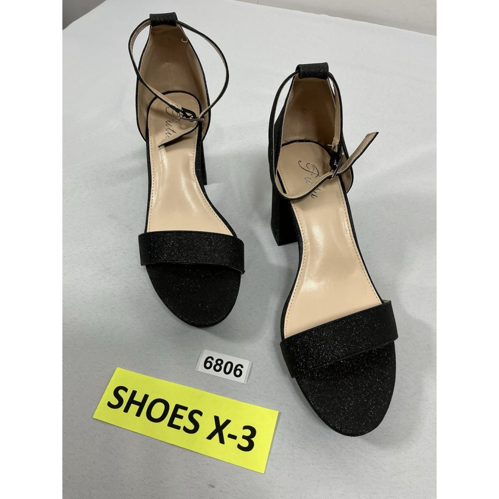 Womans New Putu Platform Strappy Sandals Black Size 8.5 Glitter